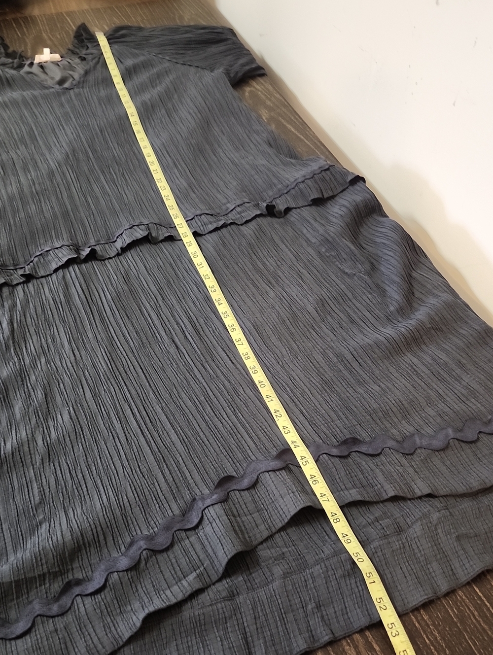 Promesa Charcoal Peaceful Prairie Textured Tiered Maxi Dress Small Oversize - Picture 9 of 13